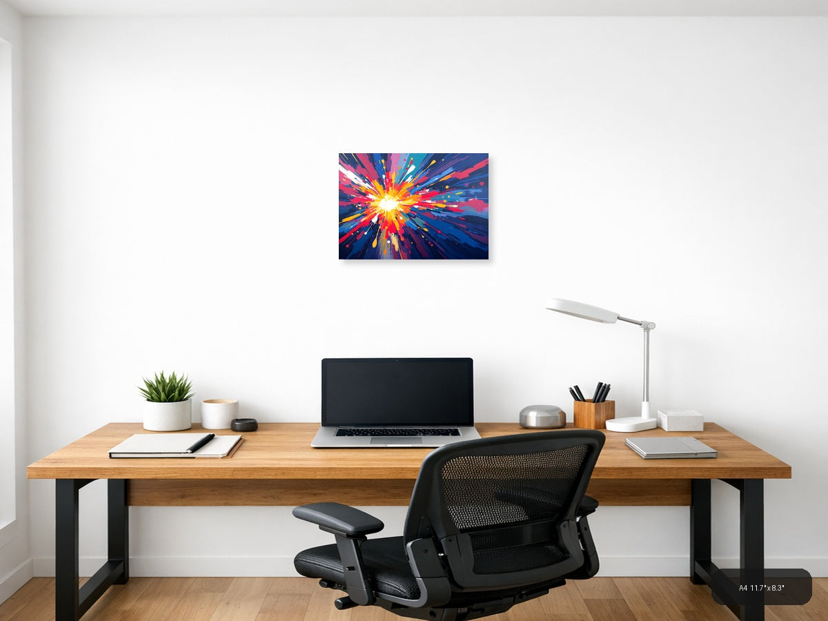 Vibrant Radial Burst Abstract Canvas Wall Art — A4 / Office