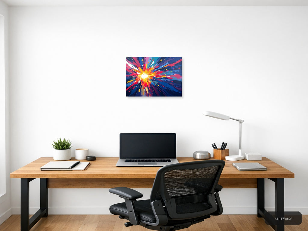 Vibrant Radiant Burst Abstract Explosion Wall Art — A4 / Office