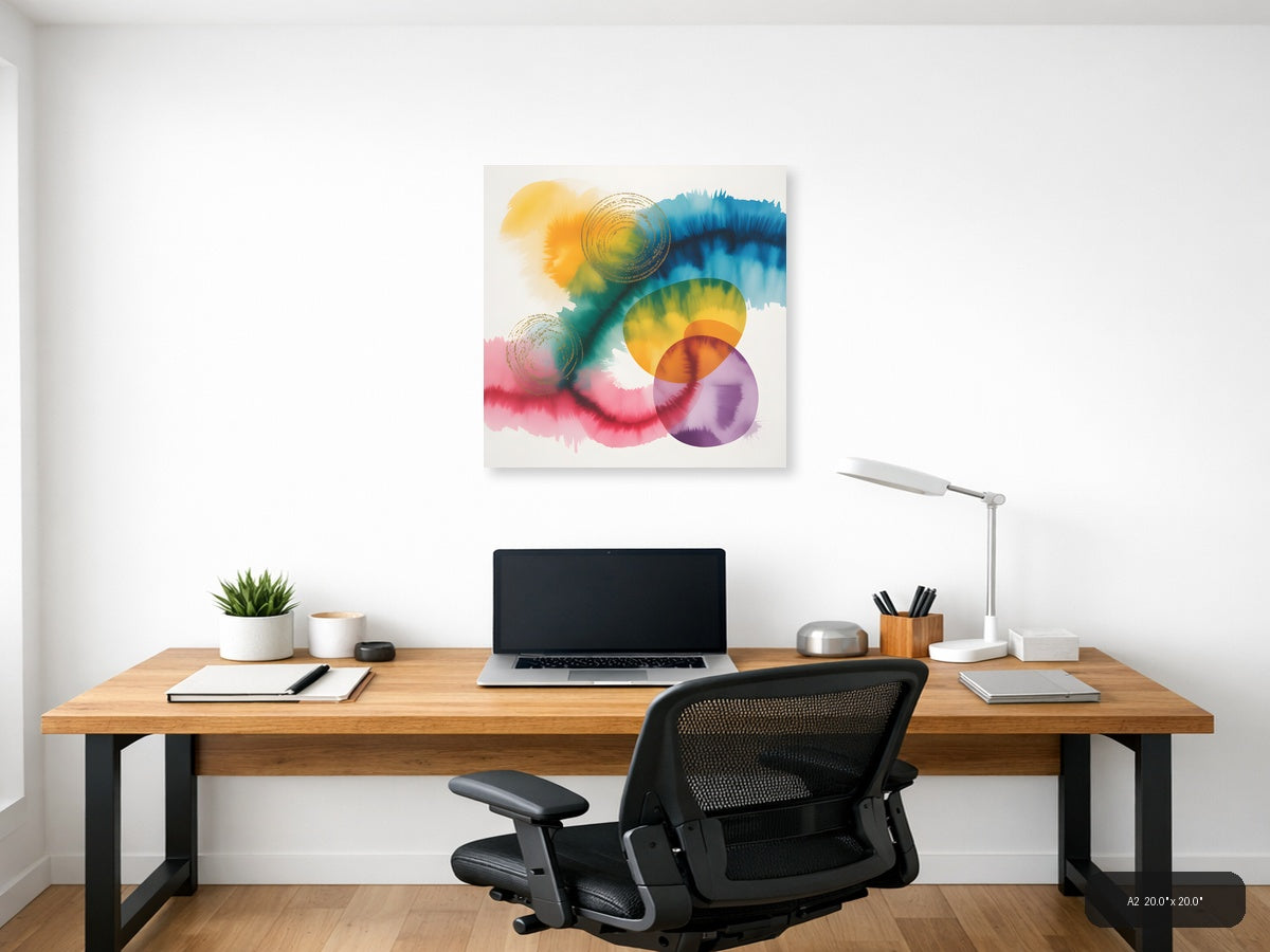 Colorful Watercolor Abstract Circles Wall Art — A2 / Office