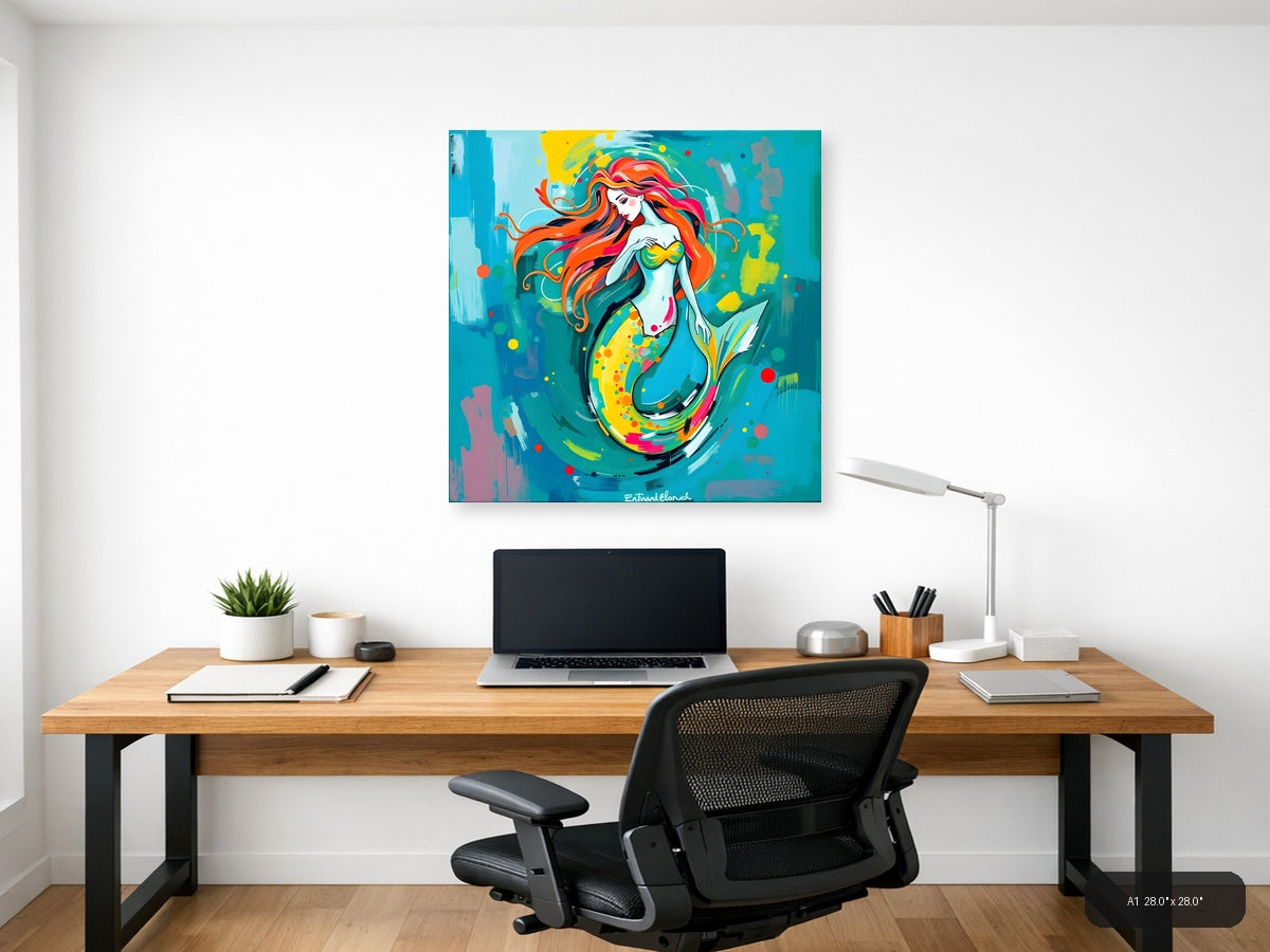 Colorful Mermaid Abstract Pop Art Wall Art — A1 / Office