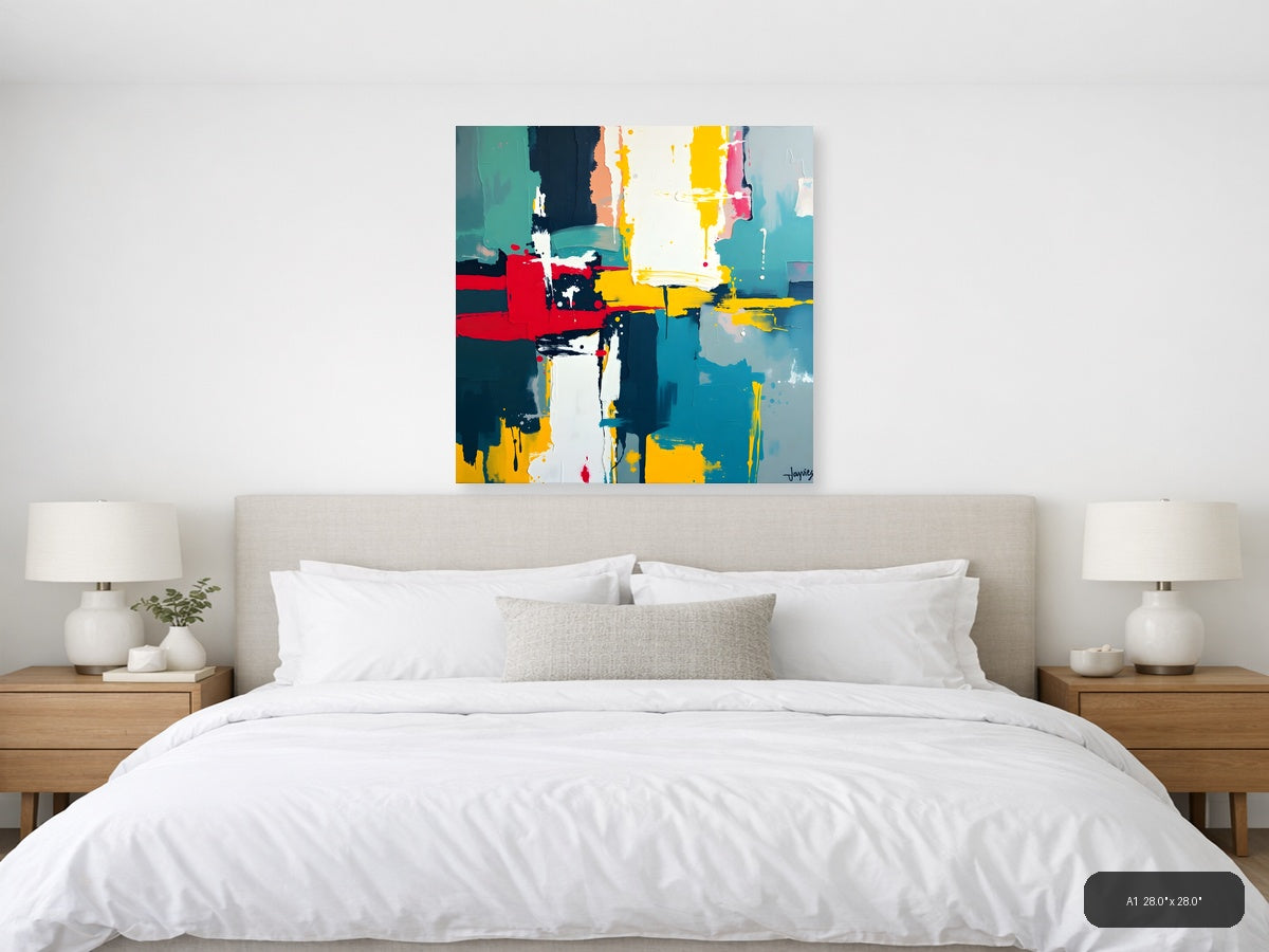 Vibrant Abstract Geometric Composition Modern Wall Art — A1 / Bedroom
