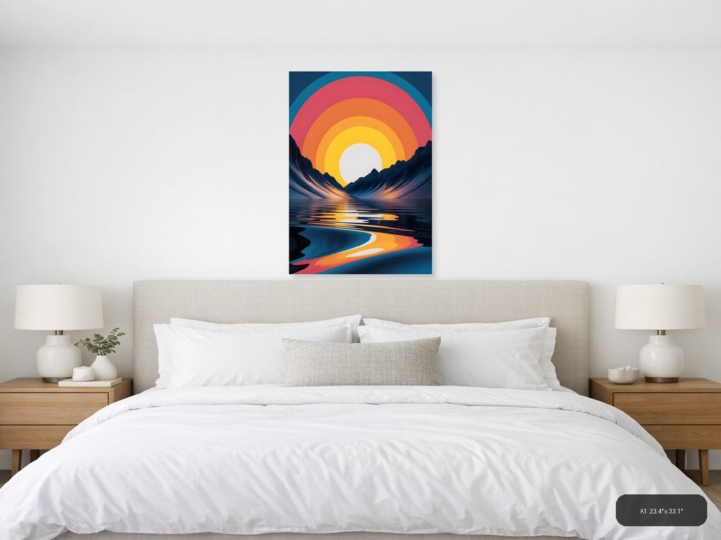 Colorful Sunset Mountain Landscape Photography Wall Art — A1 / Bedroom