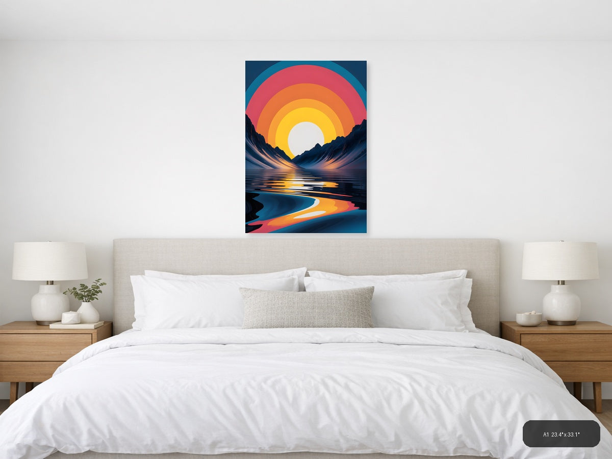 Colorful Sunset Mountain Landscape Photography Wall Art — A1 / Bedroom