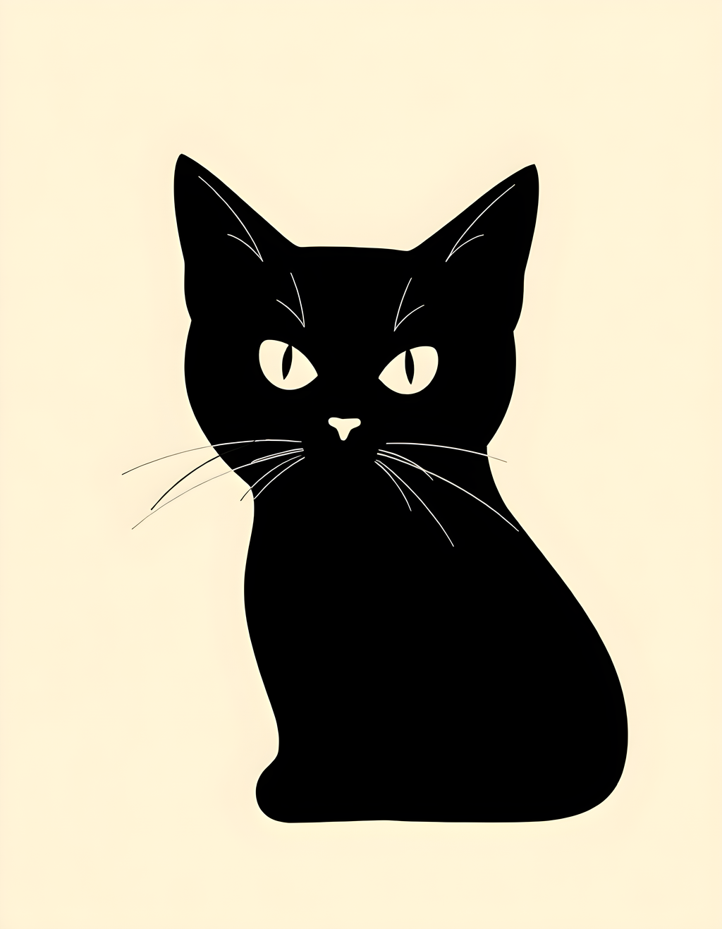 Black Cat Canvas Print | Minimalist Wall Art | A4 A3 A2 A1