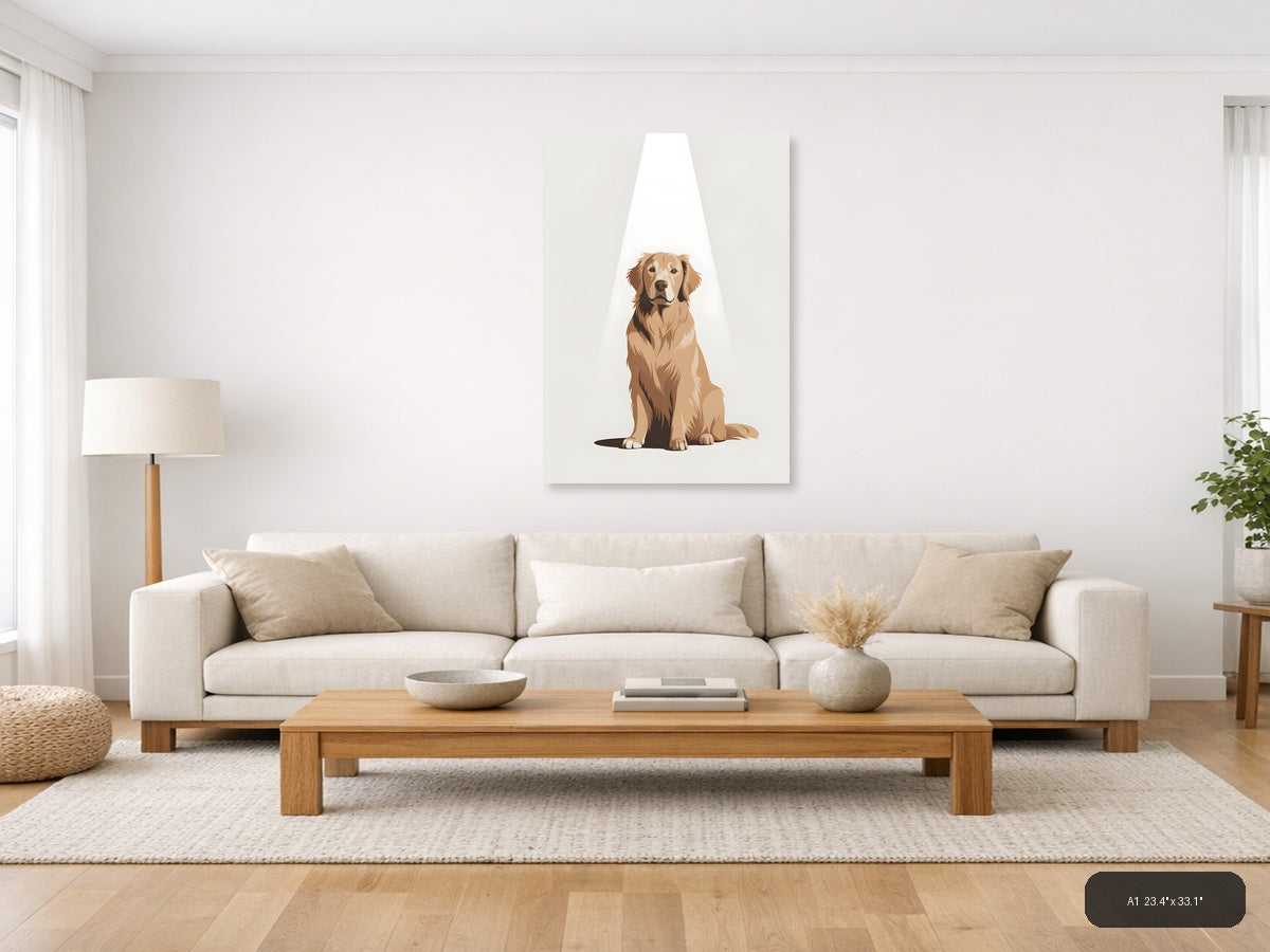 Golden Retriever Portrait Minimalist Wall Art — A1 / Living Room