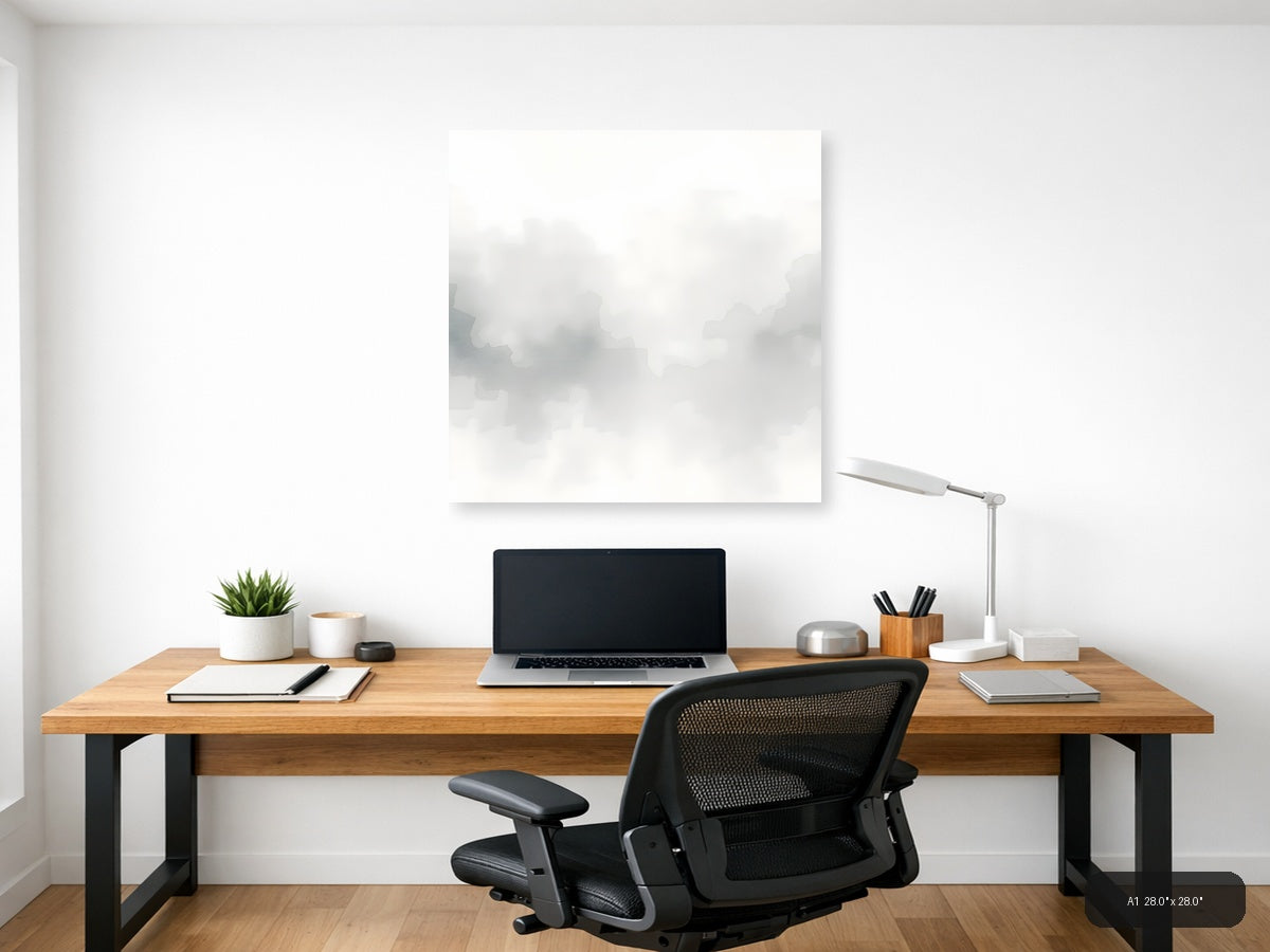 Misty Mountain Landscape Watercolor Wall Art — A1 / Office