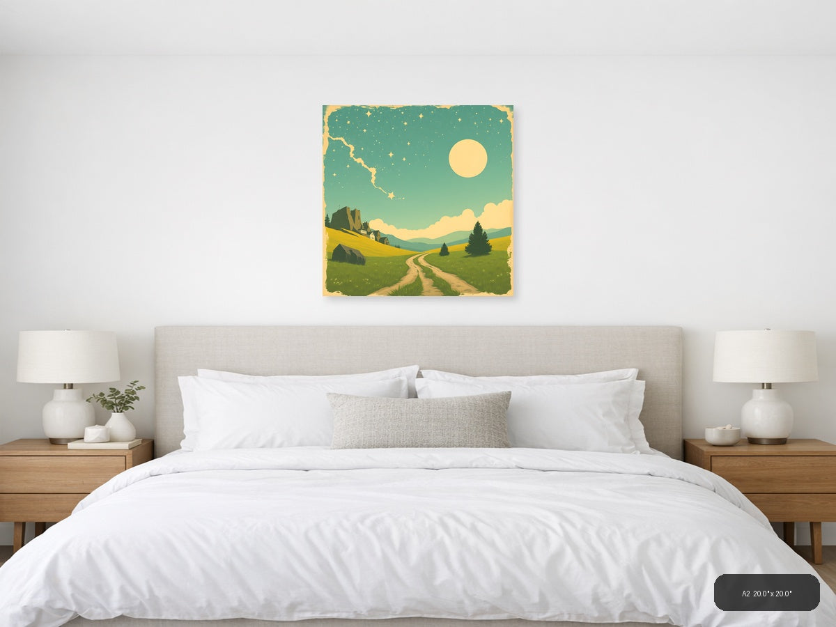 Vintage Countryside Castle Landscape Wall Art — A2 / Bedroom