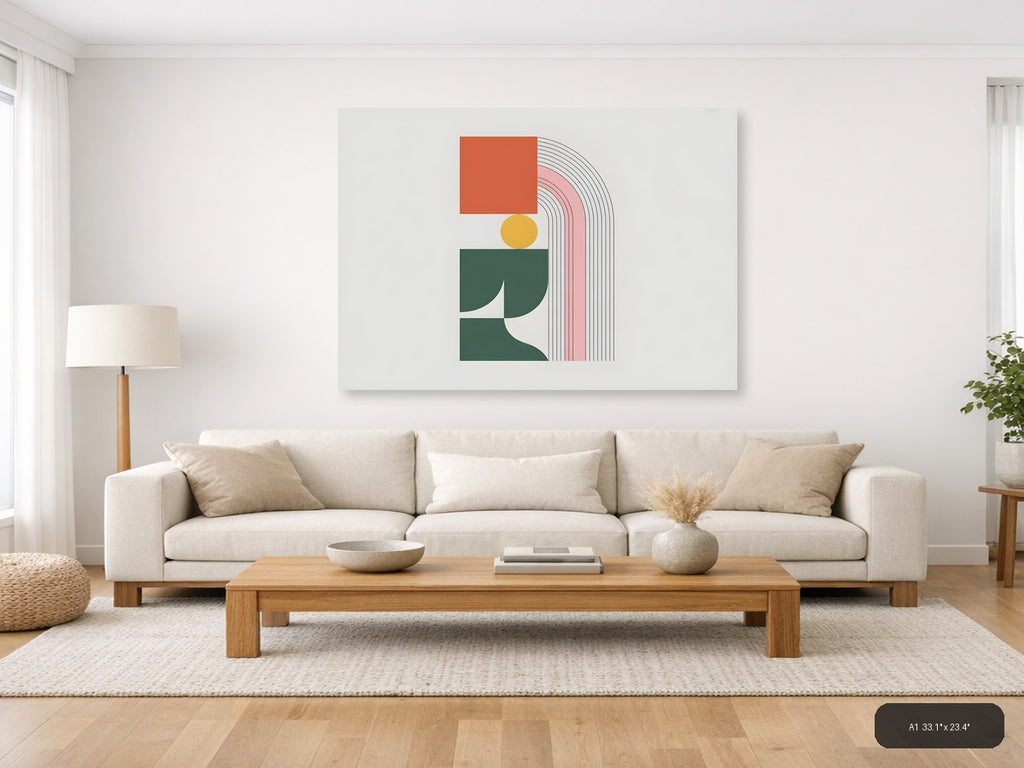Minimalist Geometric Shapes & Arches Wall Art — A1 / Living Room