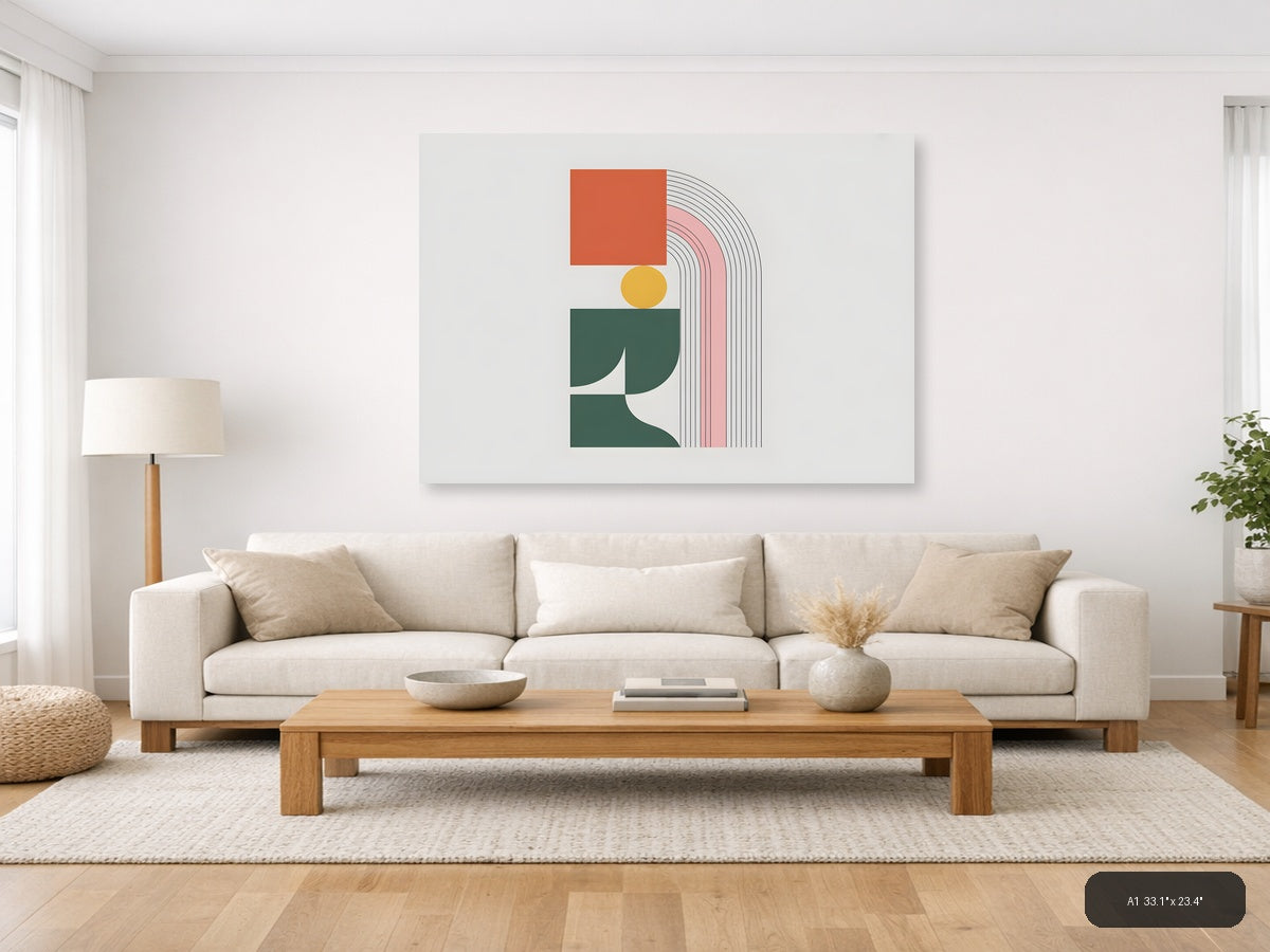 Minimalist Geometric Shapes & Arches Wall Art — A1 / Living Room