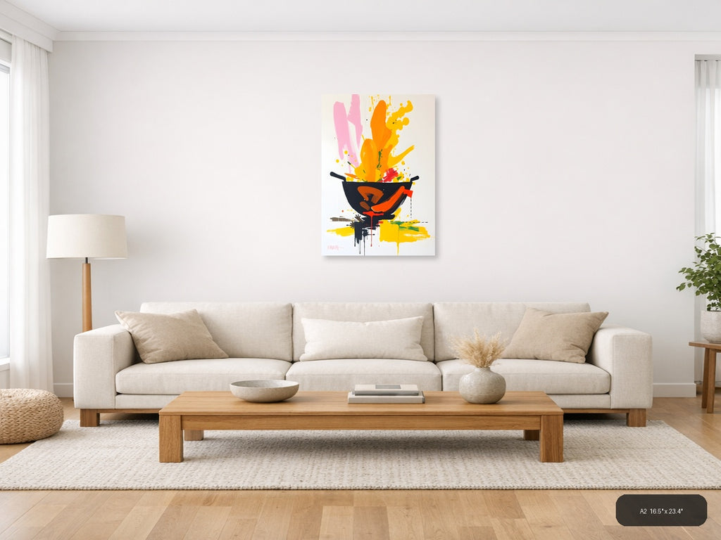 Abstract Wok Pan Explosion | Modern Kitchen Wall Art — A2 / Living Room