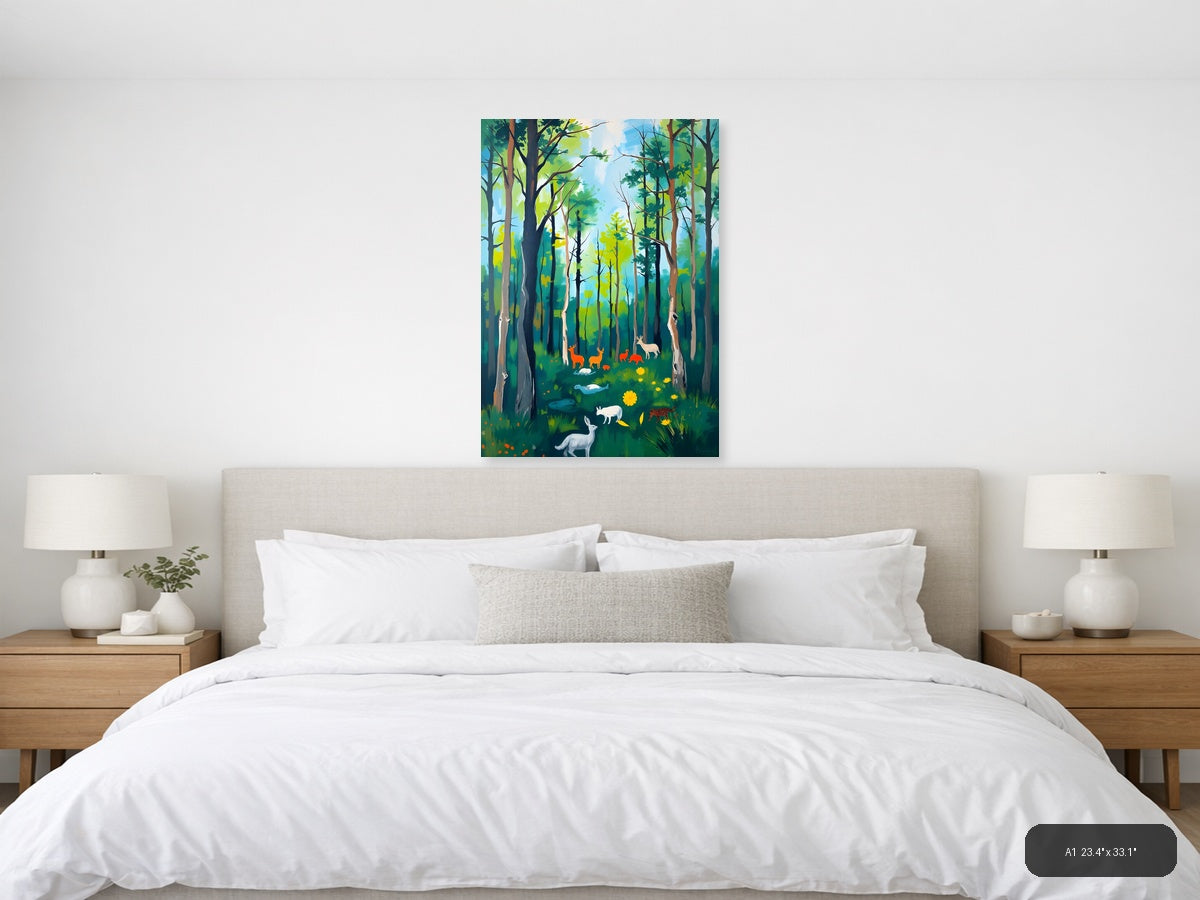 Forest Wildlife Abstract Portrait Wall Art — A1 / Bedroom