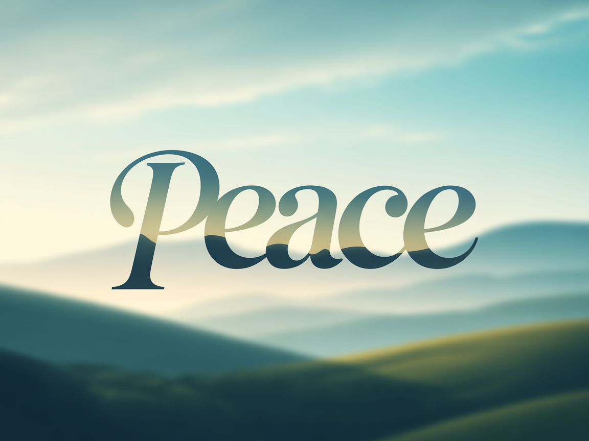 Peace Typography Landscape Mountain Wall Art