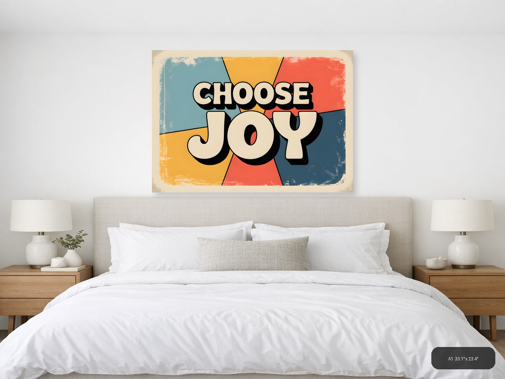 Choose Joy Vintage Retro Motivational Wall Art — A1 / Bedroom