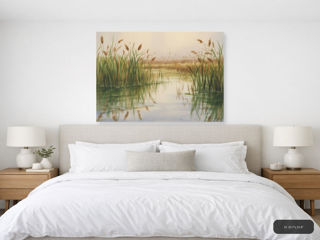 Wetland — Watercolor (Landscape) Canvas Print | Watercolor Wall Art | A4 A3 A2 A1 — A1 / Bedroom