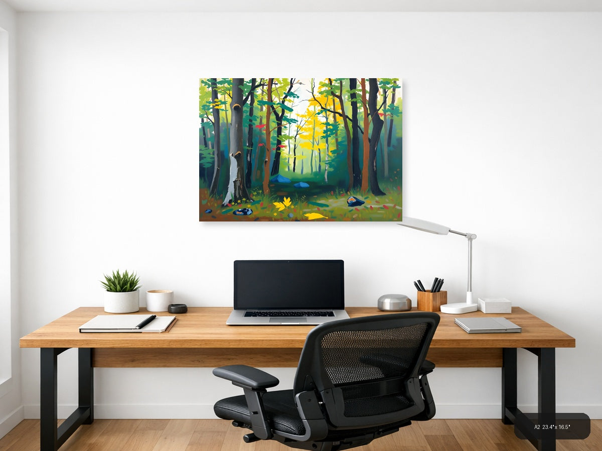 Abstract Forest Stream Landscape Wall Art — A2 / Office