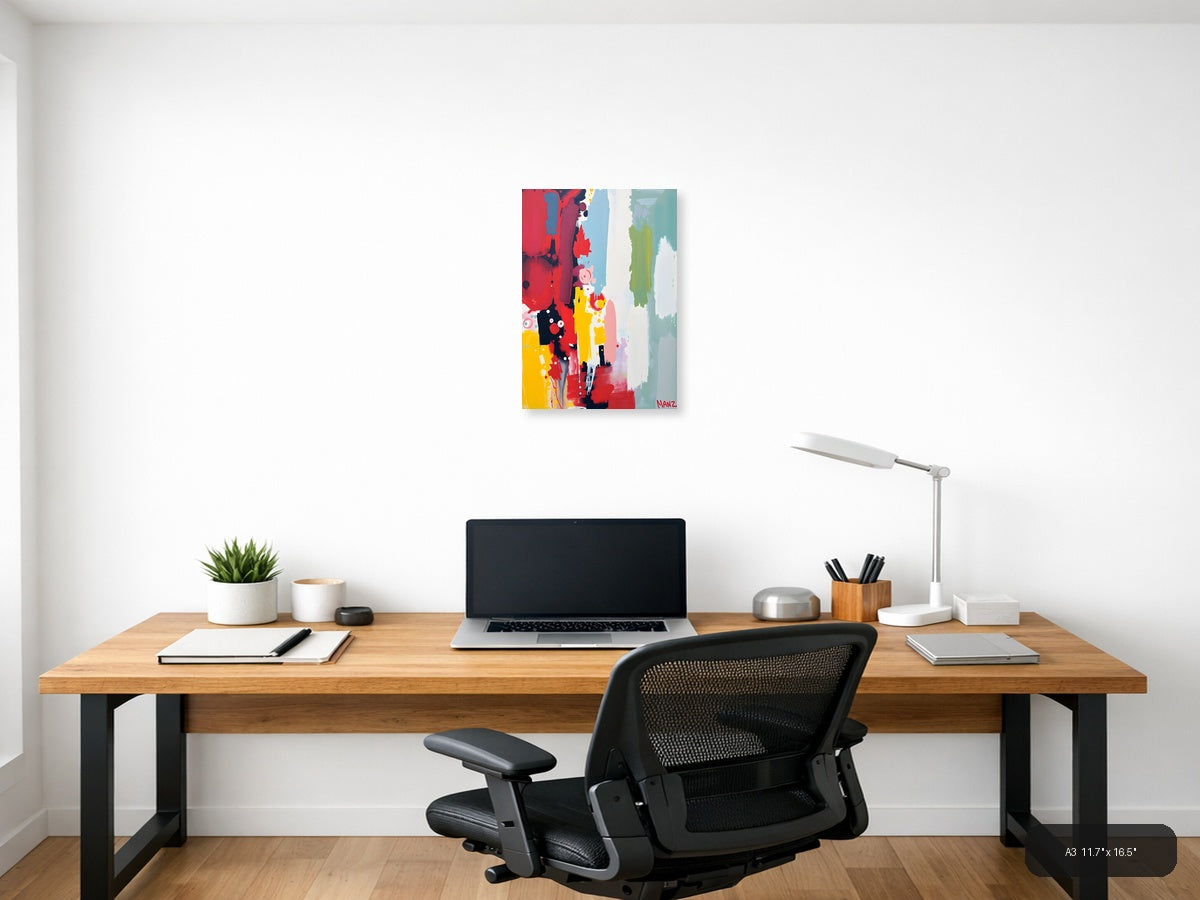 Vibrant Abstract Paint Splash Modern Wall Art — A3 / Office