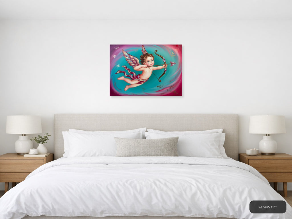Cherub Cupid with Bow Arrow Abstract Wall Art — A3 / Bedroom