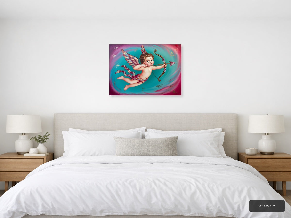 Cherub Cupid with Bow Arrow Abstract Wall Art — A3 / Bedroom