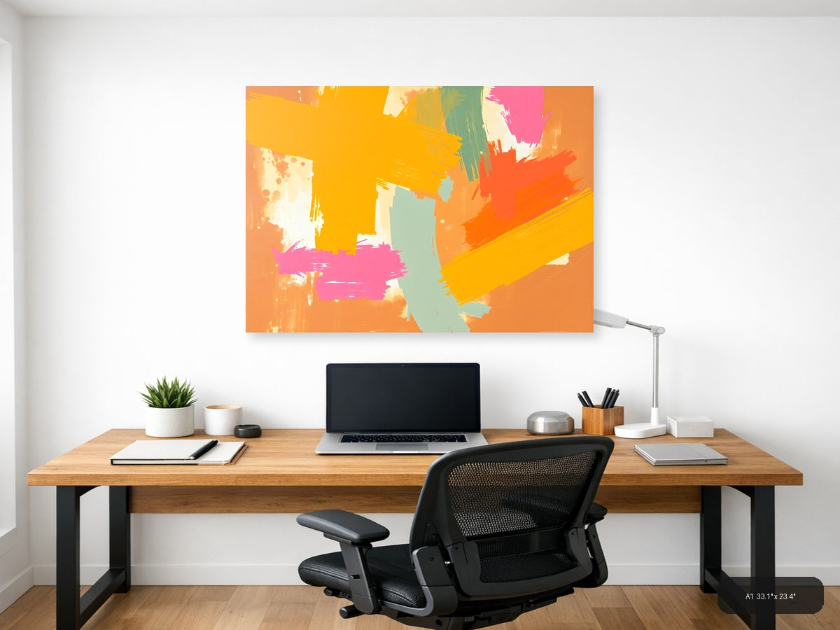 Vibrant Abstract Brushstrokes Modern Wall Art — A1 / Office