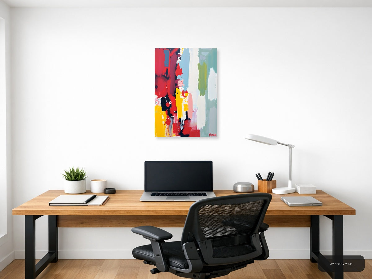 Vibrant Abstract Paint Splash Modern Wall Art — A2 / Office