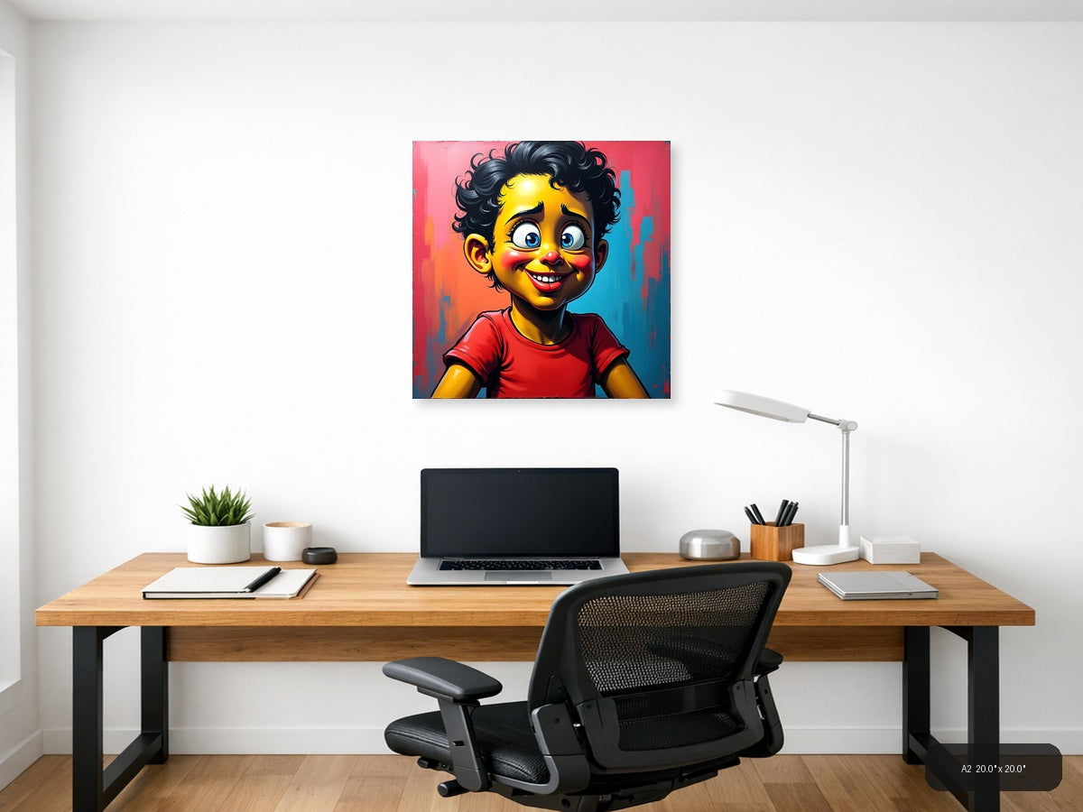 Vibrant Yellow Character Pop Art Wall Art — A2 / Office