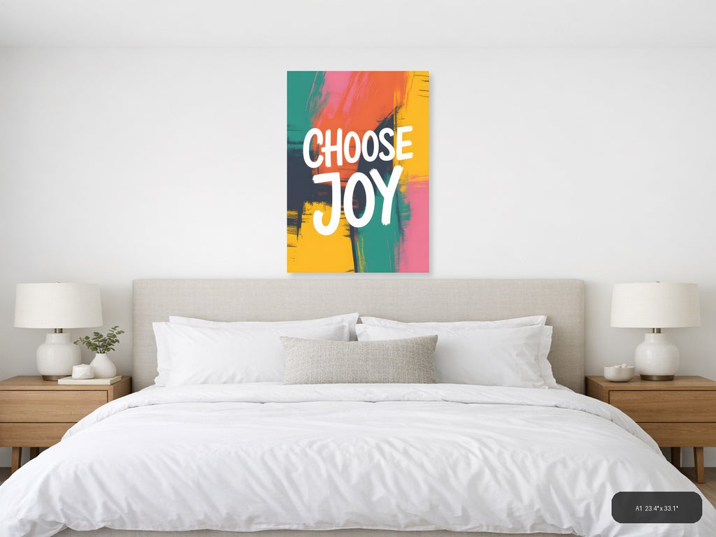 Choose Joy Abstract Colorful Brush Strokes Wall Art — A1 / Bedroom