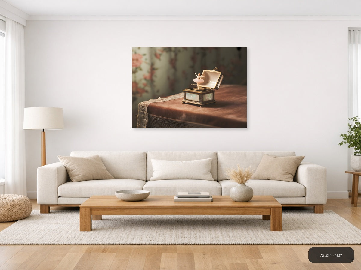 Vintage Music Box Ballerina Nostalgic Wall Art — A2 / Living Room
