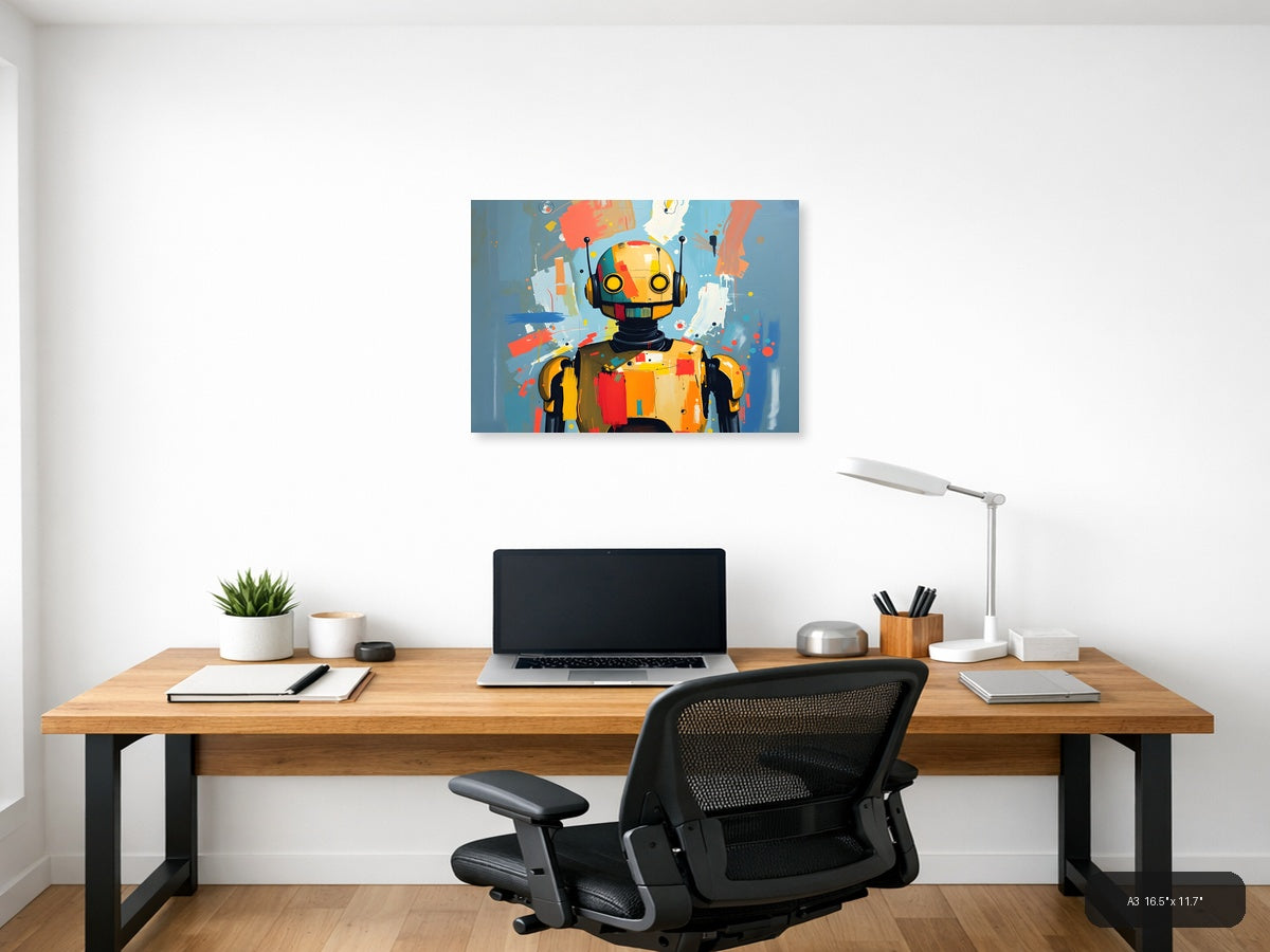 Colorful Robot Portrait Abstract Modern Wall Art — A3 / Office