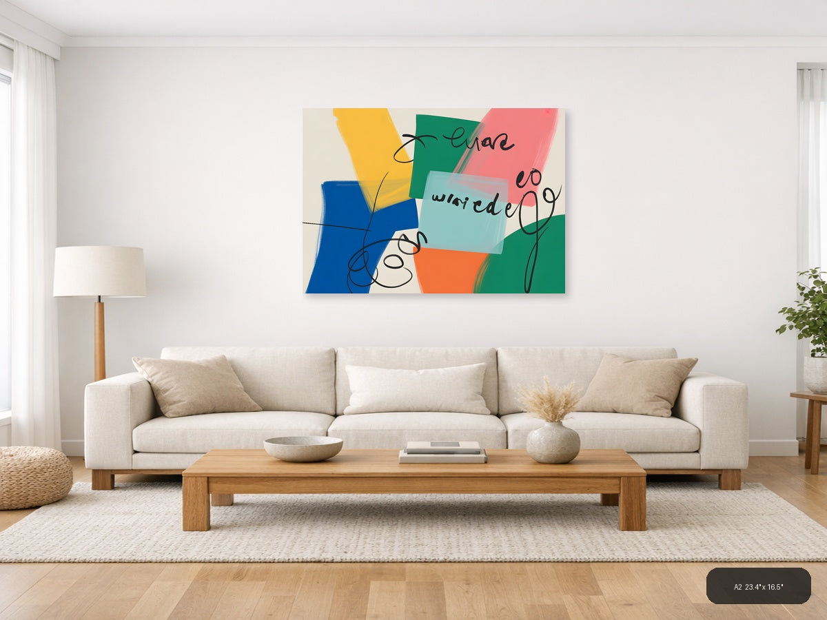 Abstract Colorful Shapes Modern Wall Art Print — A2 / Living Room