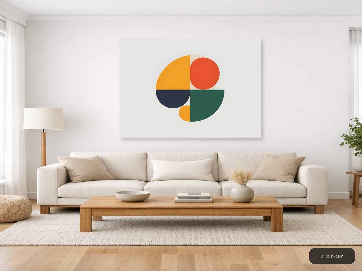 Minimalist Geometric Circles Abstract Wall Art — A1 / Living Room