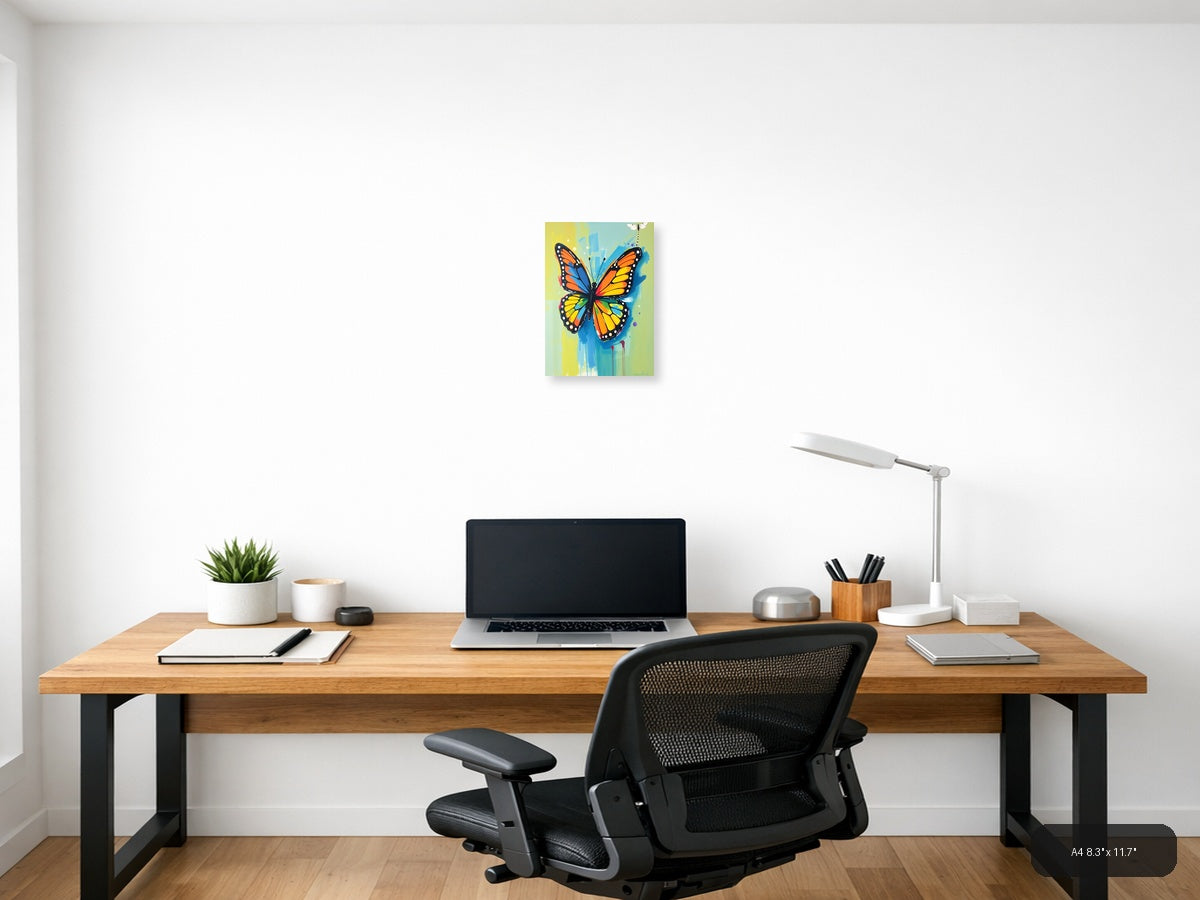 Colorful Abstract Butterfly & Dragonfly Portrait Wall Art — A4 / Office