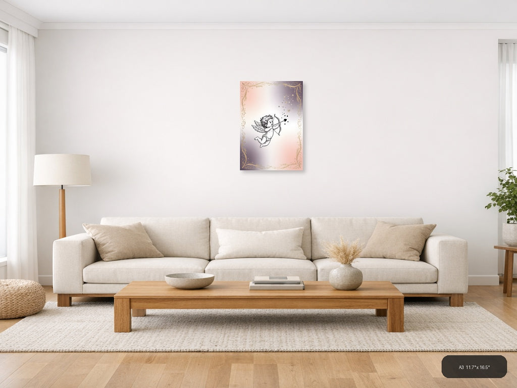 Cupid with Bow and Arrows Line Art Wall Art — A3 / Living Room