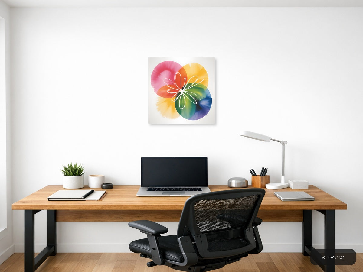 Colorful Watercolor Flower Petals Abstract Wall Art — A3 / Office