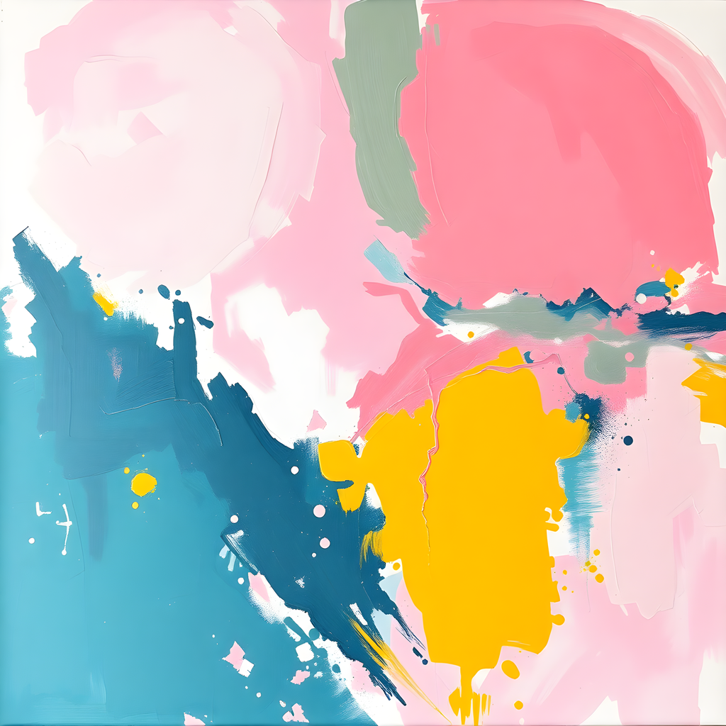 Abstract Profile in Pink, Blue & Yellow Wall Art