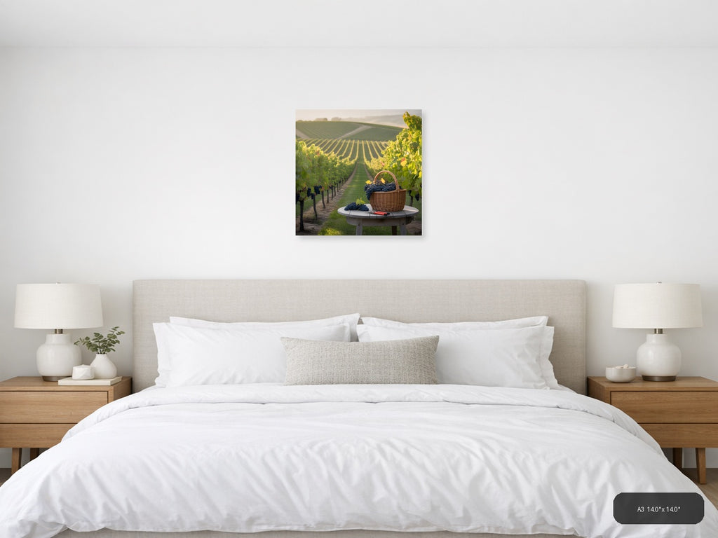 Vineyard Harvest Basket - Minimalist Wall Art — A3 / Bedroom