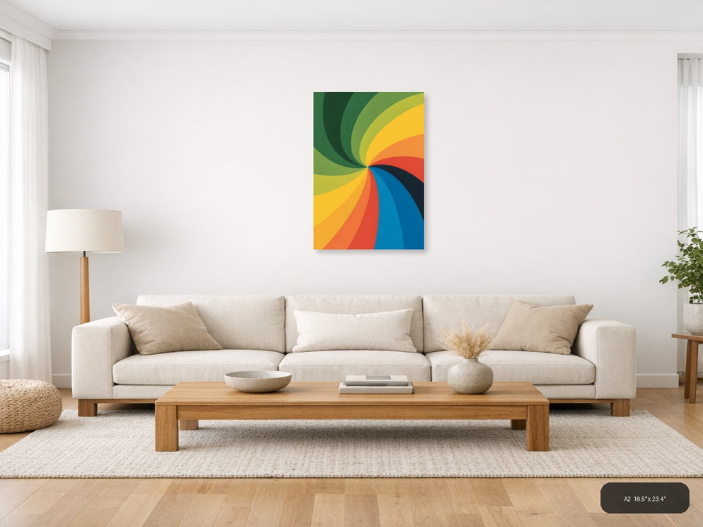 Colorful Spiral Rainbow Swirl Abstract Photography Wall Art — A2 / Living Room