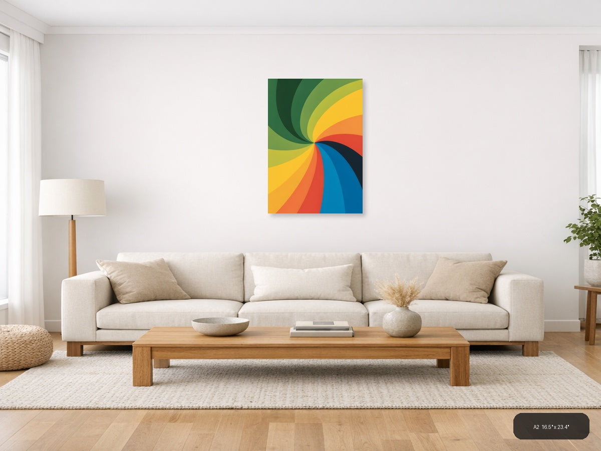 Colorful Spiral Rainbow Swirl Abstract Photography Wall Art — A2 / Living Room