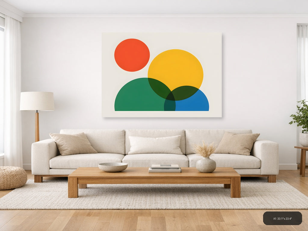Minimalist Geometric Circles Overlap Abstract Wall Art — A1 / Living Room
