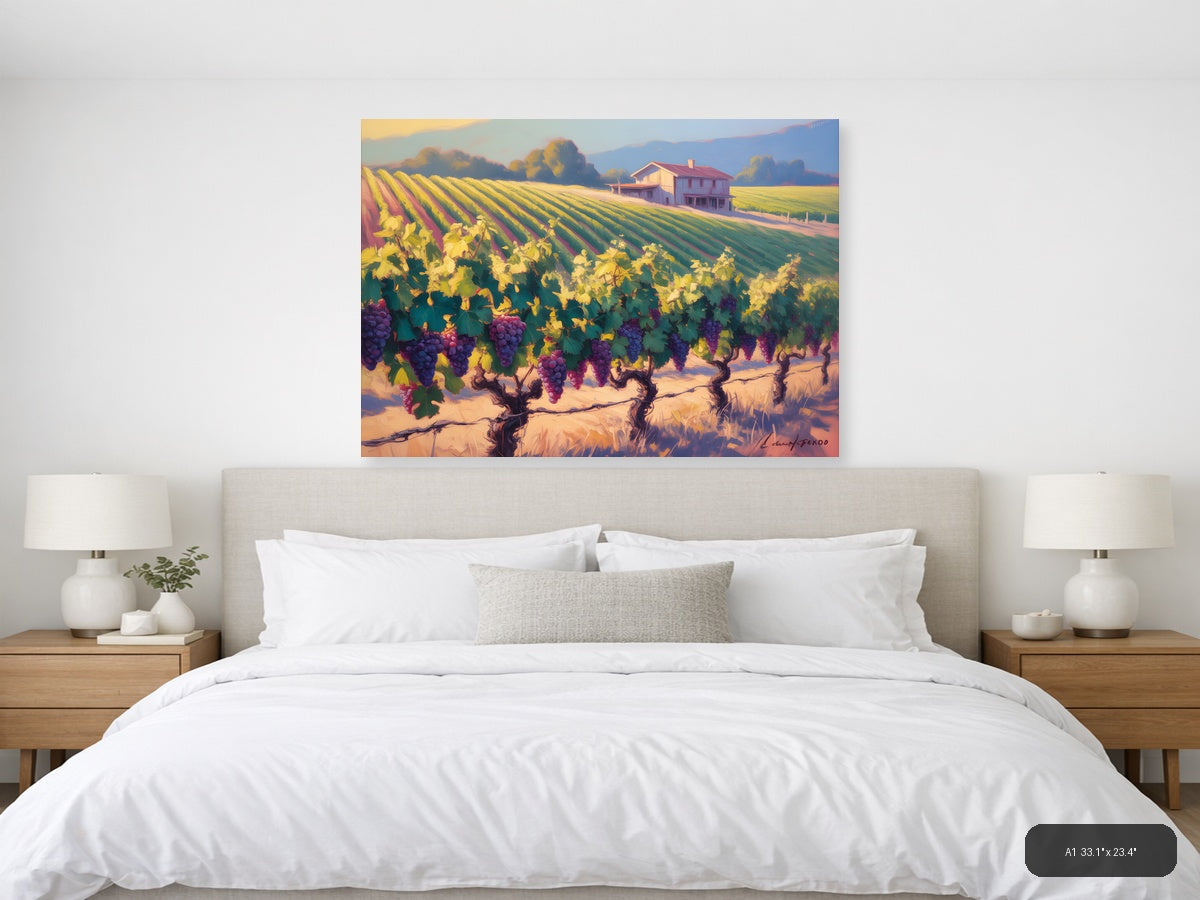 Vibrant Vineyard Landscape Abstract Wall Art — A1 / Bedroom