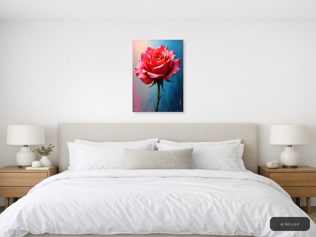 Red Rose Abstract Modern Painting Wall Art — A2 / Bedroom