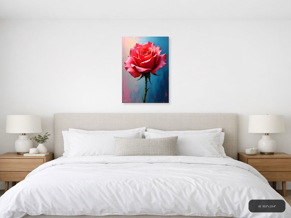 Red Rose Abstract Modern Painting Wall Art — A2 / Bedroom