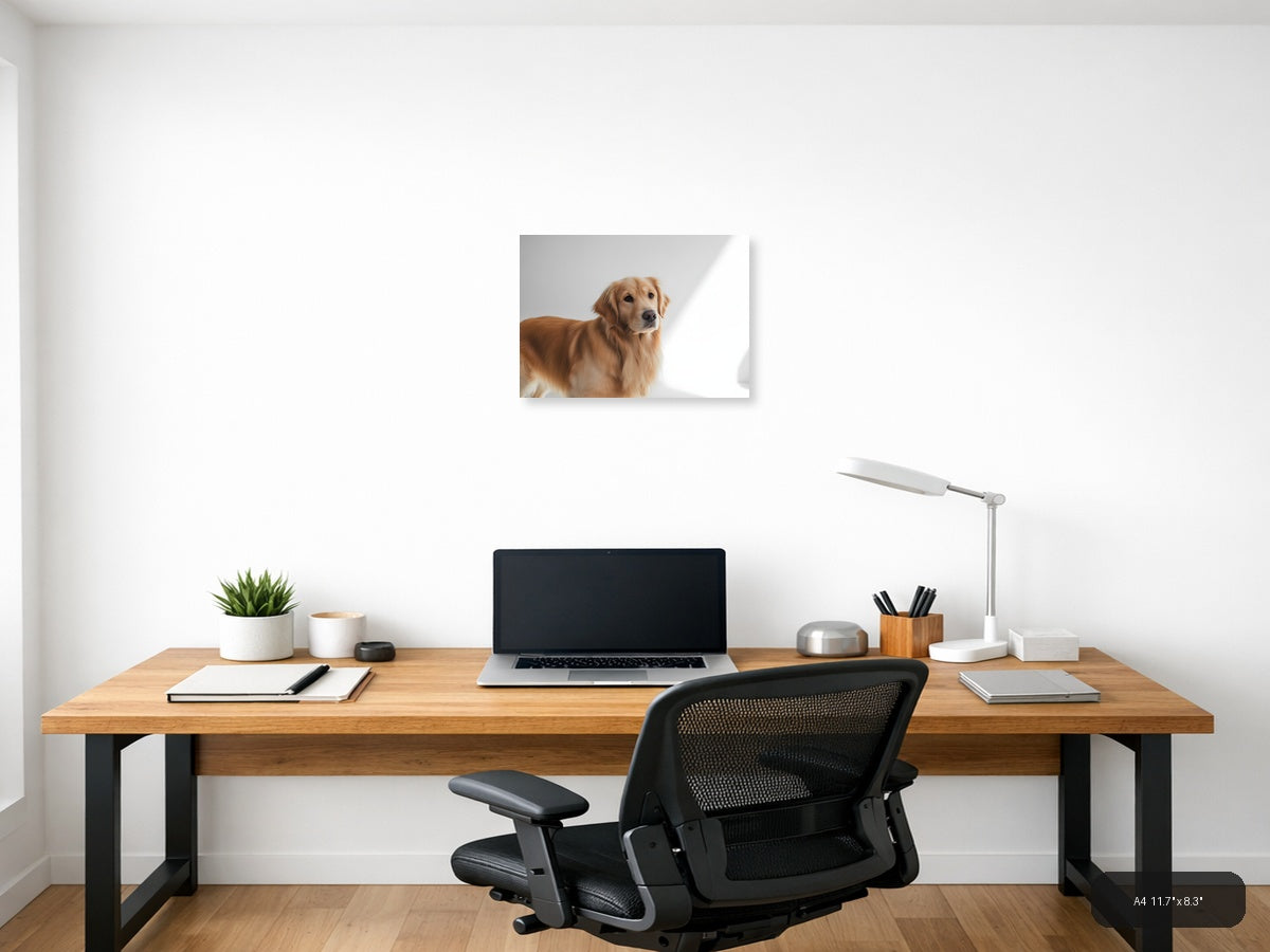Golden Retriever Portrait Minimalist Wall Art — A4 / Office