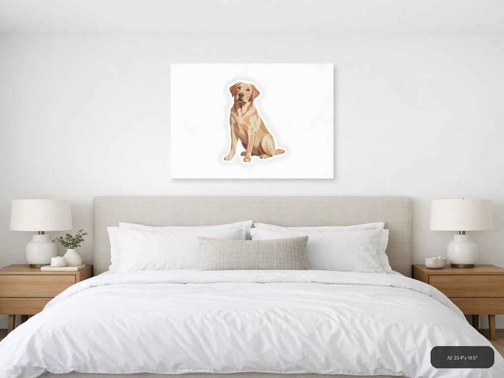 Golden Labrador Minimalist Portrait Wall Art — A2 / Bedroom