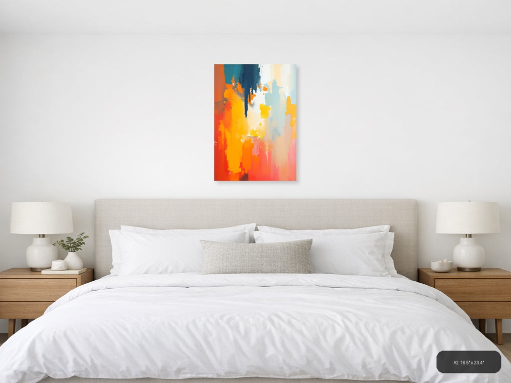 Abstract Colorful Splash Orange Blue Yellow Wall Art — A2 / Bedroom
