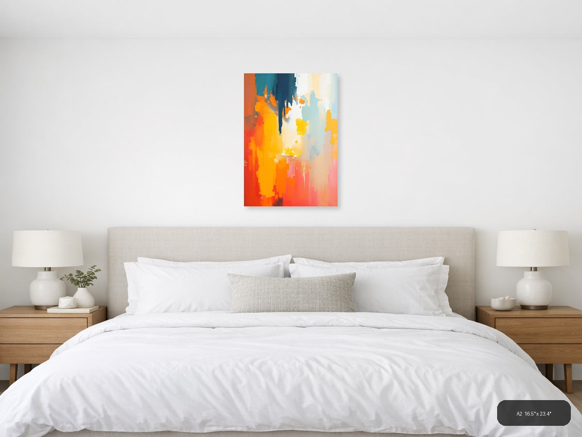 Abstract Gradient Splash Modern Orange Blue Wall Art — A2 / Bedroom