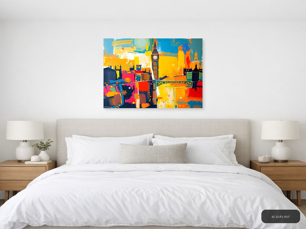Abstract London Skyline Big Ben Colorful Modern Wall Art — A2 / Bedroom
