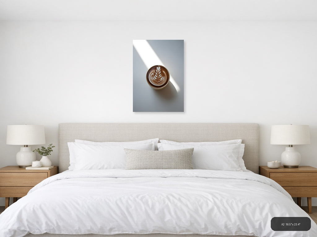 Latte Art Coffee Cup Minimalist Wall Art — A2 / Bedroom