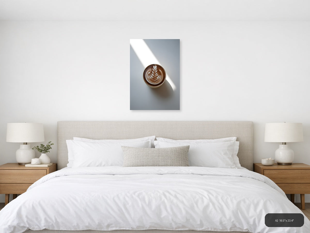 Latte Art Coffee Cup Minimalist Wall Art — A2 / Bedroom
