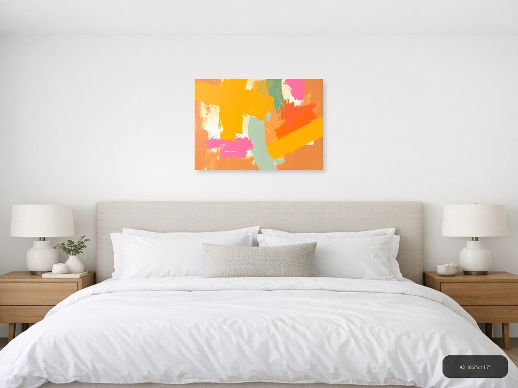 Vibrant Abstract Brushstrokes Modern Wall Art — A3 / Bedroom