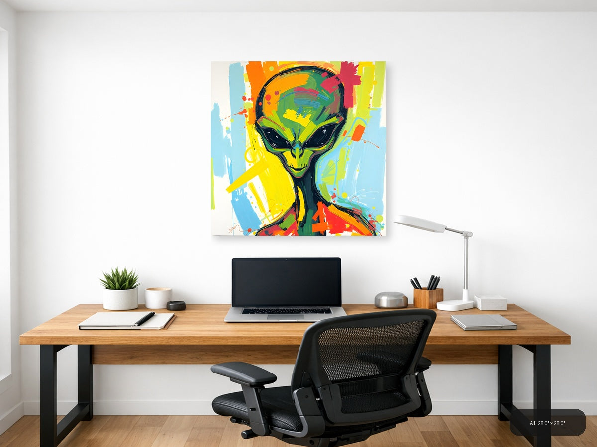Colorful Abstract Alien Head Pop Art Wall Art — A1 / Office